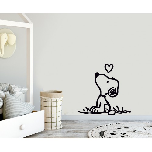 Kalp ve Sevimli Köpek Duvar Sticker