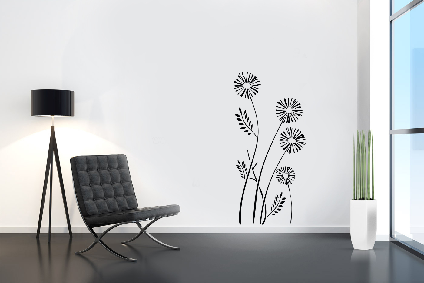 Dekoratif Çiçek Duvar Stickerı