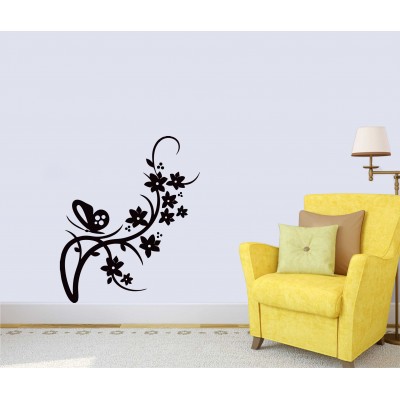 Floral Kelebek Duvar Sticker
