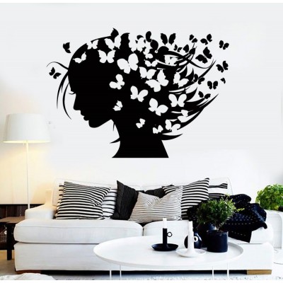 Kelebek Saçlı Kadın Duvar Sticker