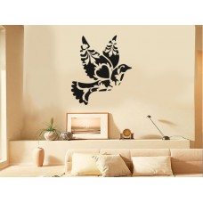 Floral Güvercin Duvar Sticker 