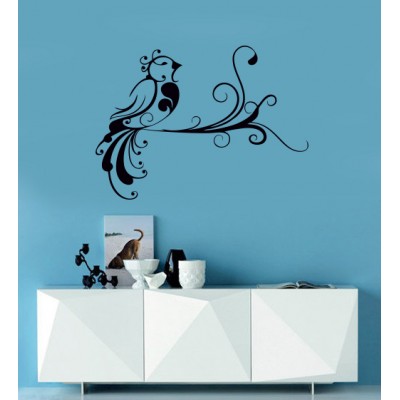 Floral Sülün Kuşu Duvar Sticker