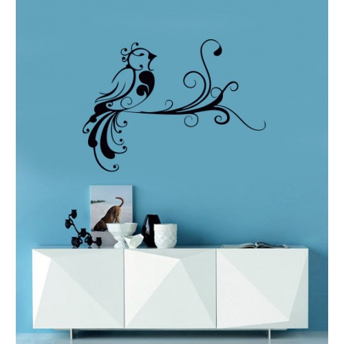 Floral Sülün Kuşu Duvar Sticker