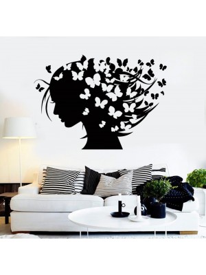Kelebek Saçlı Kadın Duvar Sticker Kelebek Saçlı Kadın Duvar Sticker