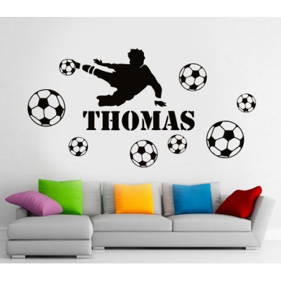 Futbolcu ve Futbol Topları Duvar Sticker