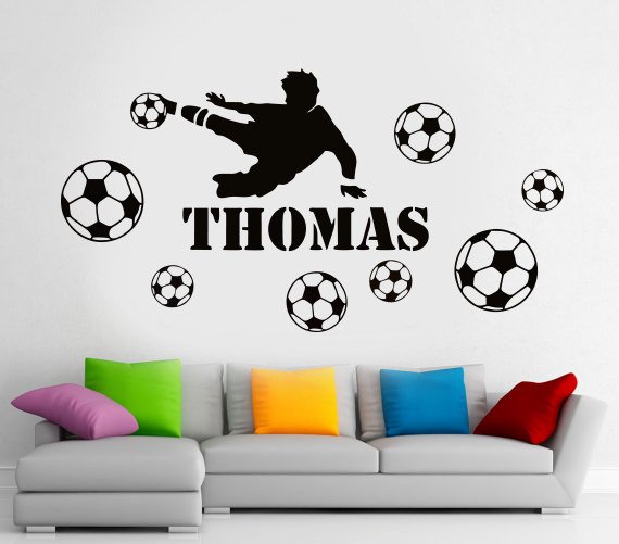 Futbolcu ve Futbol Topları Duvar Sticker