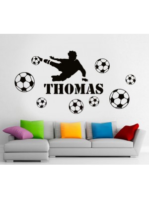 Futbolcu ve Futbol Topları Duvar Sticker Futbolcu ve Futbol Topları Duvar Sticker