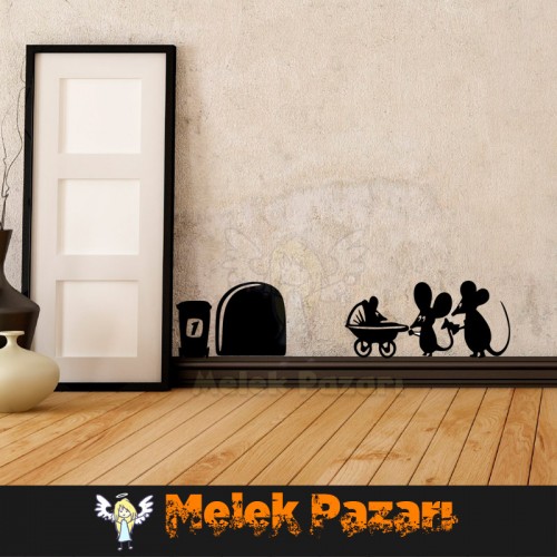 2 Adet Fare Ailesi Duvar Sticker