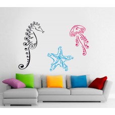 Deniz Atı, Deniz Anası ve Deniz Yıldızı Duvar Sticker 