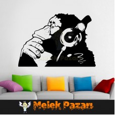  Kulaklıklı Maymun, Şempanze Duvar Sticker