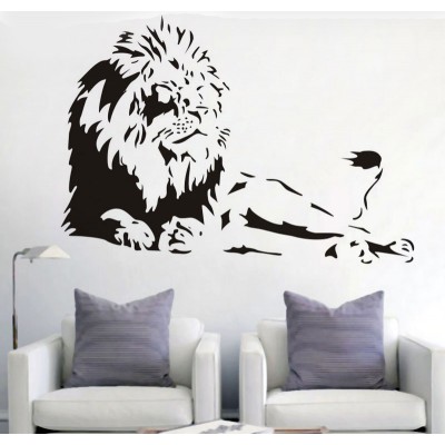 Yerde Yatan Aslan Duvar Sticker