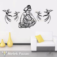 Mevlana ve Semazenler Dini Duvar Sticker 