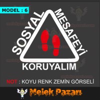 Sosyal Mesafeyi Koruyalım Zemin Sticker, Çıkartma..