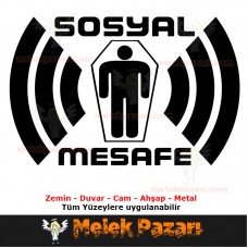 Sosyal Mesafe Tabut Uyarı Sticker, Çıkartma 