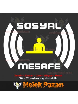 Sosyal Mesafe Uyarı Sticker, Çıkartma