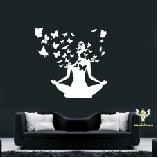 Yoga ve Kelebek Sürüsü Duvar Sticker 