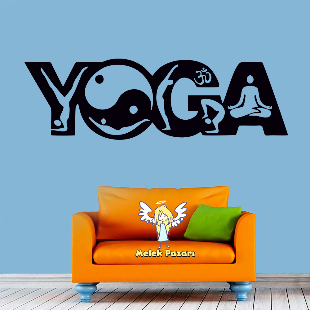 Yoga Yazısı ve Simgeler Duvar Sticker