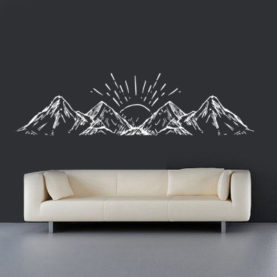 Gün Batımı ve Dağlar Duvar Sticker