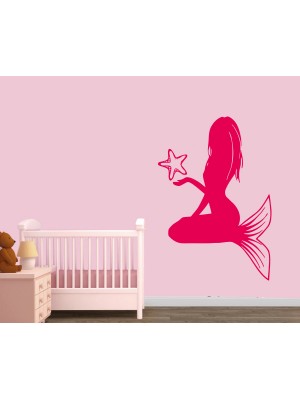 Deniz Yıldızı ve Deniz Kızı Banyo, Duvar Sticker 