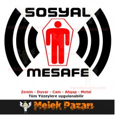 Sosyal Mesafe Tabut Uyarı Sticker, Çıkartma 