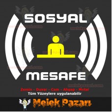 Sosyal Mesafe Uyarı Sticker, Çıkartma 