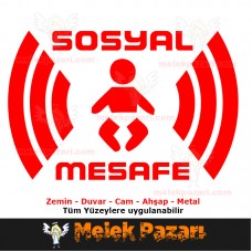 Sosyal Mesafe Uyarı çocuk Sticker, Çıkartma 