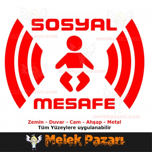 Sosyal Mesafe Uyarı çocuk Sticker, Çıkartma