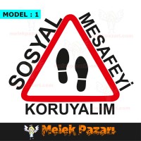 Sosyal Mesafeyi Koruyalım Zemin Sticker, Çıkartma..