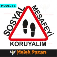 Sosyal Mesafeyi Koruyalım Zemin Sticker, Çıkartma 