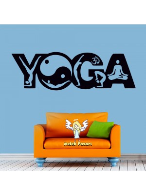 Yoga Yazısı ve Simgeler Duvar Sticker Yoga Yazısı ve Simgeler Duvar Sticker
