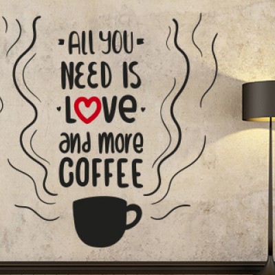 Motivasyon Aşk ve Kahve Mutfak, Cafe, Bar Duvar Sticker
