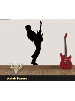 Rock'n Roll Elektro Gitar Çalan Adam Bar, Cafe Müzik Duvar Sticker Rock'n Roll Elektro Gitar Çalan Adam Bar, Cafe Müzik Duvar Sticker
