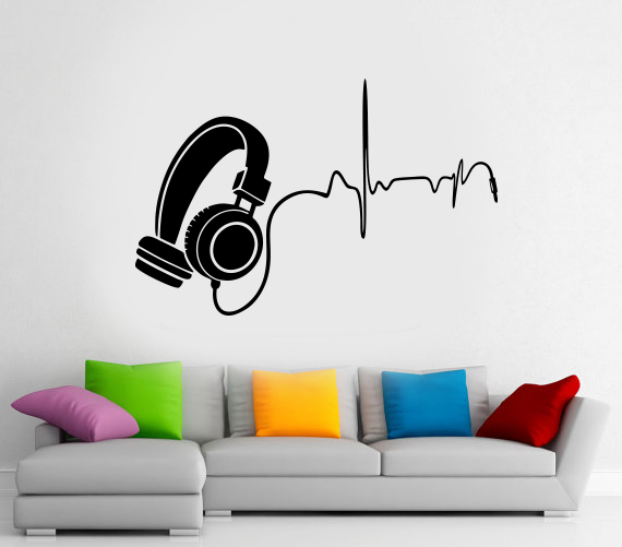 Nabız Atışlı Müzik Kulaklık Duvar Sticker