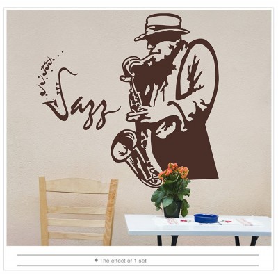 Jazz Müzik Saksafoncu Duvar Sticker
