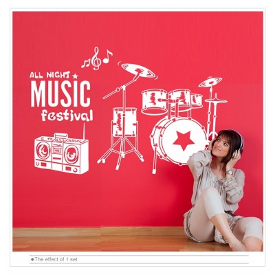 Müzik Festival Bateri, Davul Duvar Sticker