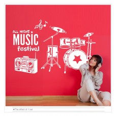 Müzik Festival Bateri, Davul Duvar Sticker 