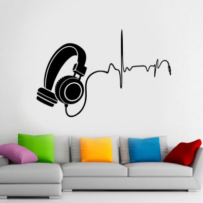 Nabız Atışlı Müzik Kulaklık Duvar Sticker