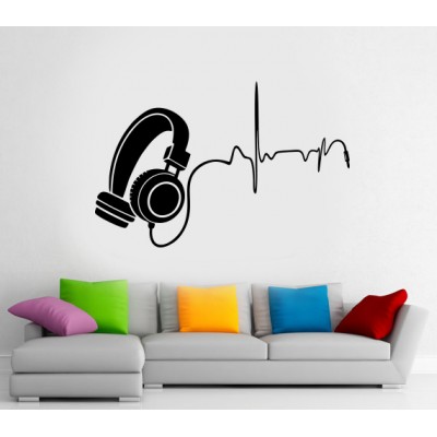 Nabız Atışlı Müzik Kulaklık Duvar Sticker
