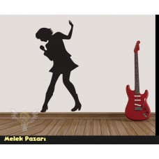 Solist, Şarkı Söyleyen Kız Bar, Cafe Müzik Duvar Sticker 