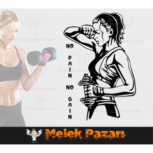 No Pain No Gain Fitness Duvar Sticker