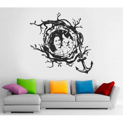 Ağaç Dalları ve Gemi Çapası Özel Tasarım Duvar Sticker