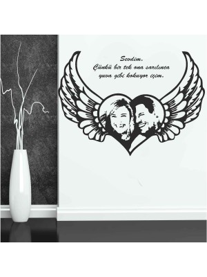 Kanatlı Kalp Özel Tasarım Duvar Sticker Kanatlı Kalp Özel Tasarım Duvar Sticker