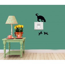 Kedi ve Kuşlar Priz Sticker 4 Adet 