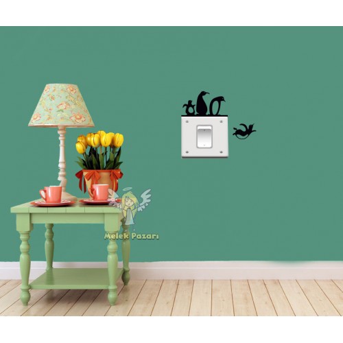 Penguenler Priz Sticker 4 Adet