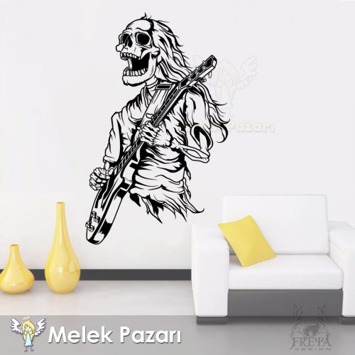 Rock'n Roll İskelet Müzik Duvar Sticker