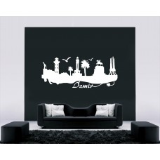 İzmir Şehri Silueti Duvar Sticker 