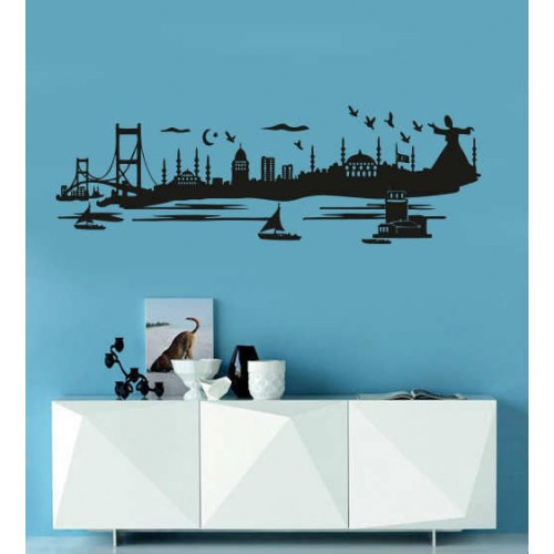 İstanbul Manzarası Semazen Duvar Sticker