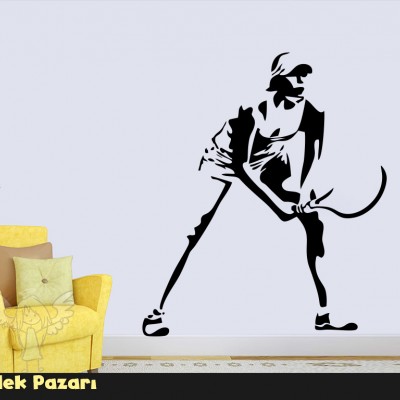 Bayan Tenisçi Duvar Sticker