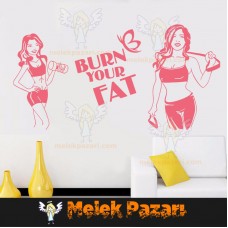 Burn Your Fat Fitnes, Spor Salonu Duvar Sticker 