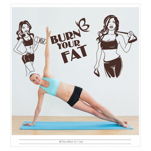 Burn Your Fat Fitnes, Spor Salonu Duvar Sticker